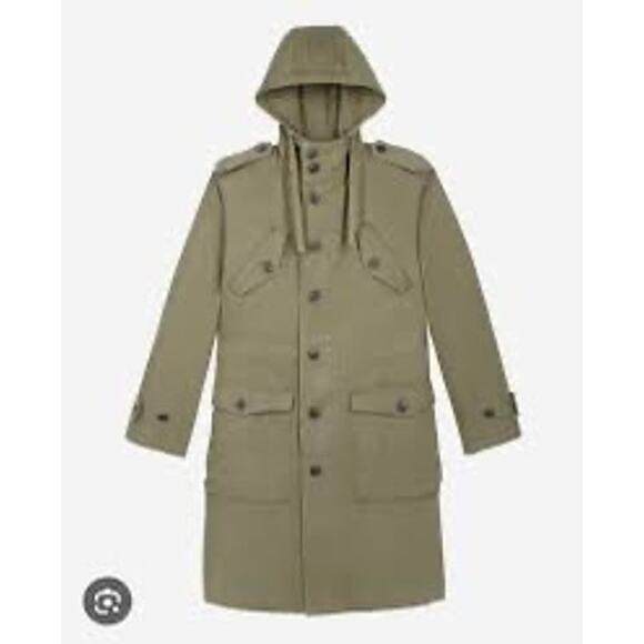 The Kooples Patch-Pocket Relaxed Fit Cotton Parka Coat Unisex Olive Size L NWT - Picture 6 of 10